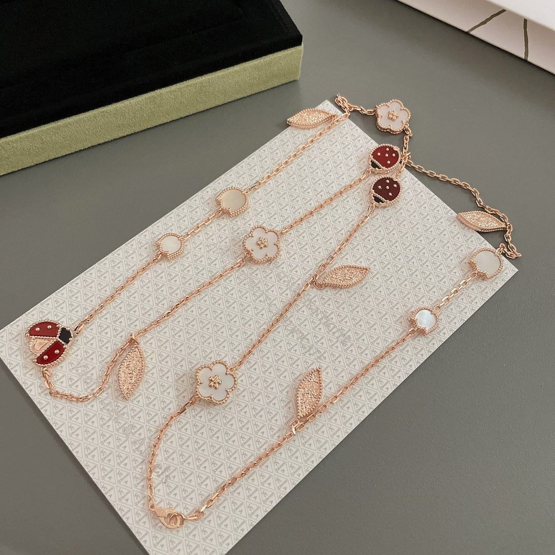 [Riva Jewelry ]LUCKY SPRING 15 MOTIFS ROSE GOLD NECKLACE