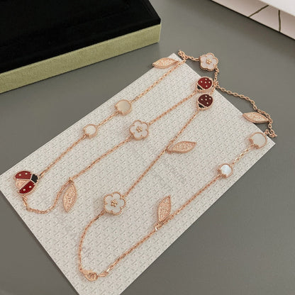 [Riva Jewelry ]LUCKY SPRING 15 MOTIFS ROSE GOLD NECKLACE