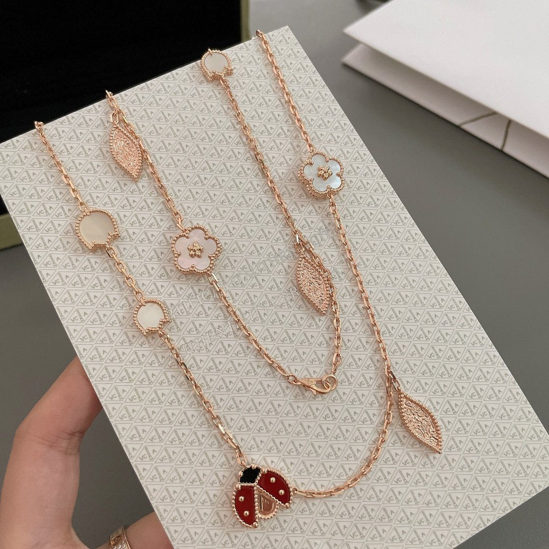 [Riva Jewelry ]LUCKY SPRING 15 MOTIFS ROSE GOLD NECKLACE
