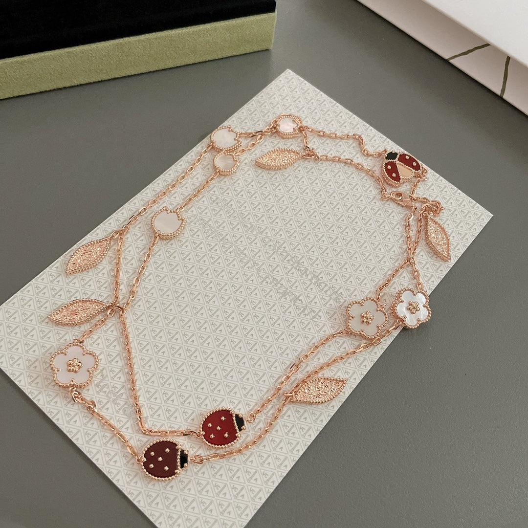 [Riva Jewelry ]LUCKY SPRING 15 MOTIFS ROSE GOLD NECKLACE