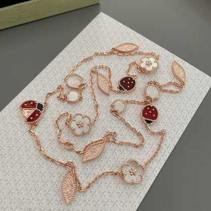 [Riva Jewelry ]LUCKY SPRING 15 MOTIFS ROSE GOLD NECKLACE