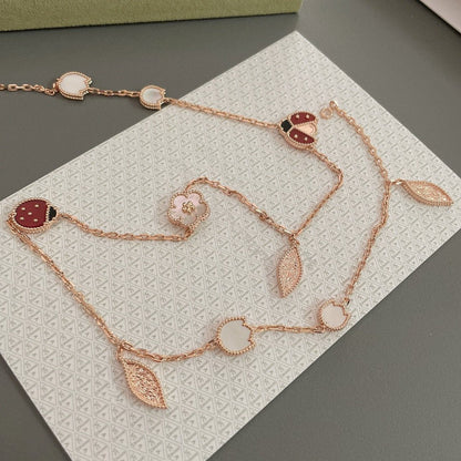 [Riva Jewelry ]LUCKY SPRING 15 MOTIFS ROSE GOLD NECKLACE