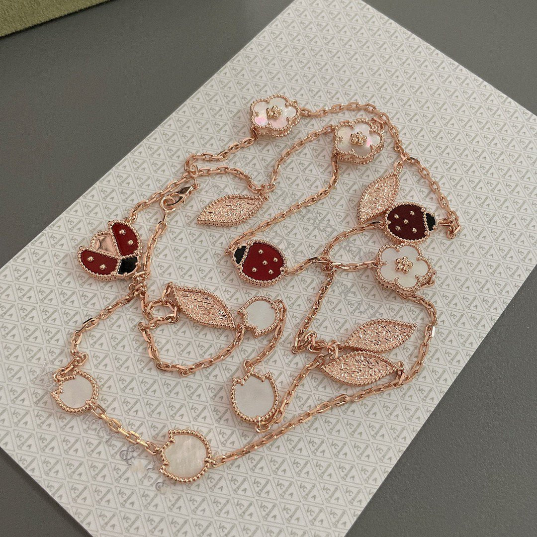 [Riva Jewelry ]LUCKY SPRING 15 MOTIFS ROSE GOLD NECKLACE