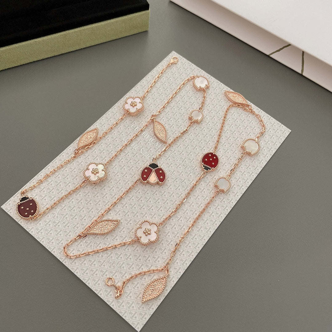 [Riva Jewelry ]LUCKY SPRING 15 MOTIFS ROSE GOLD NECKLACE