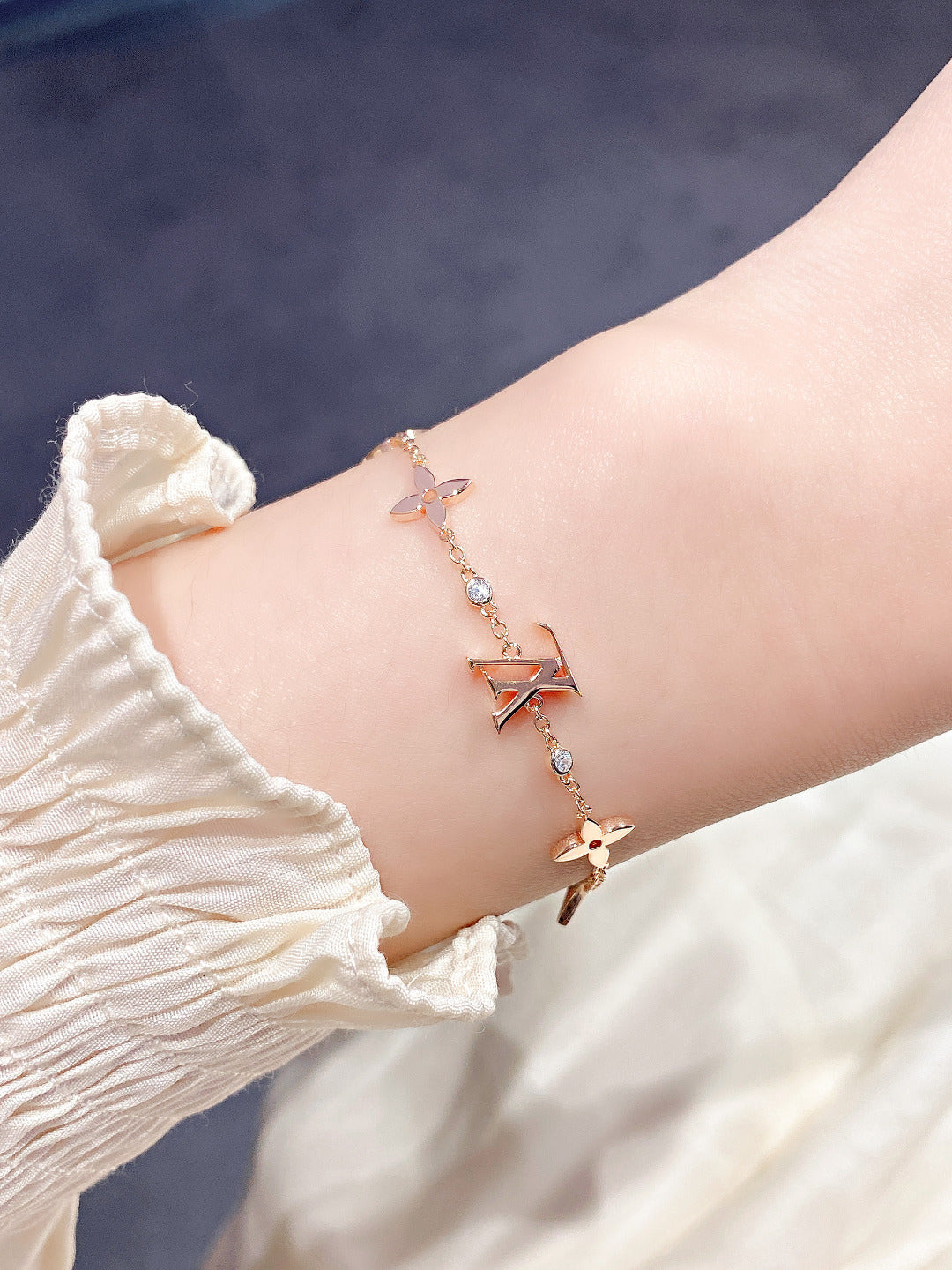 [Riva Jewelry ]STAR AND SUN 7 MOTIFS GOLD BRACELET