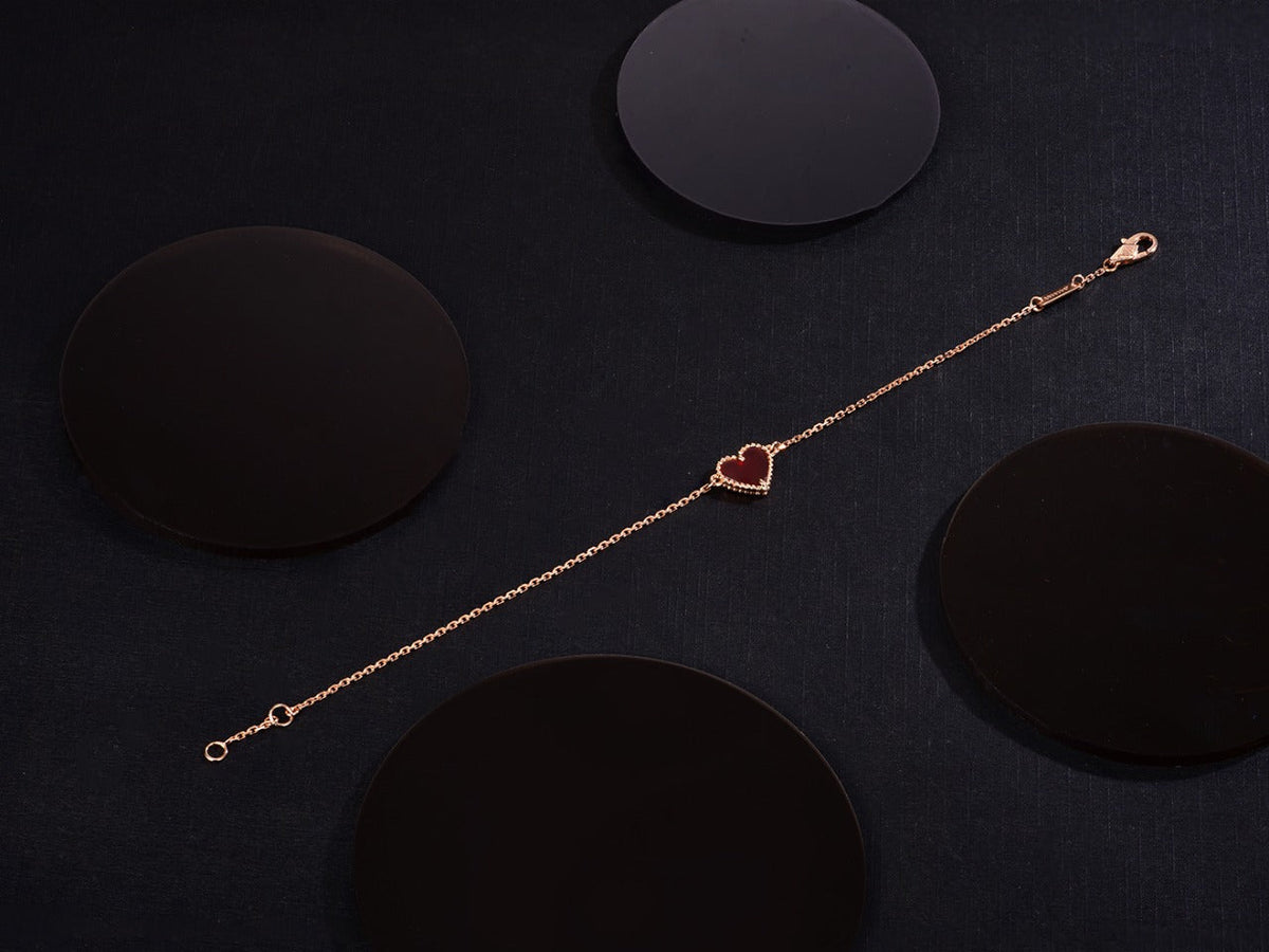 [Riva Jewelry ]HEART CARNELIAN PINK GOLD BRACELET