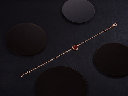 [Riva Jewelry ]HEART CARNELIAN PINK GOLD BRACELET