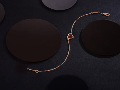 [Riva Jewelry ]HEART CARNELIAN PINK GOLD BRACELET
