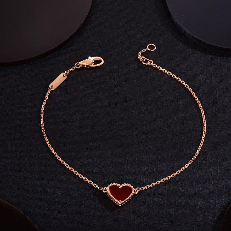 [Riva Jewelry ]HEART CARNELIAN PINK GOLD BRACELET