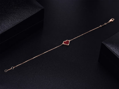 [Riva Jewelry ]HEART CARNELIAN PINK GOLD BRACELET