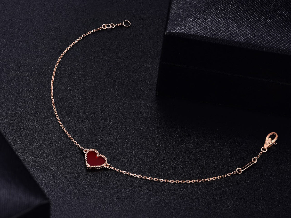 [Riva Jewelry ]HEART CARNELIAN PINK GOLD BRACELET