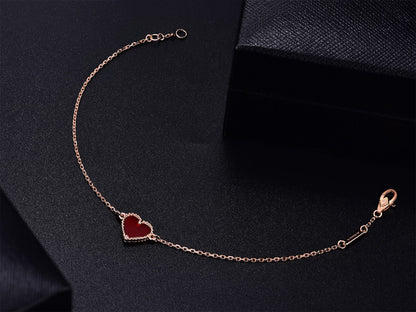 [Riva Jewelry ]HEART CARNELIAN PINK GOLD BRACELET
