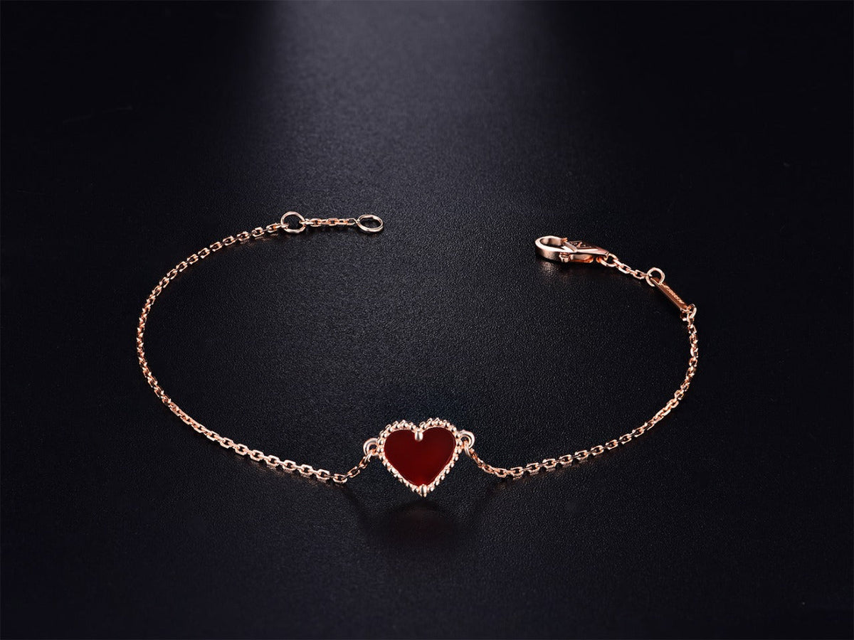 [Riva Jewelry ]HEART CARNELIAN PINK GOLD BRACELET