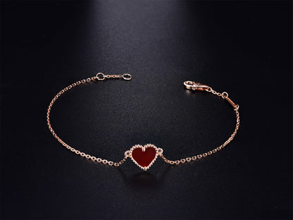 [Riva Jewelry ]HEART CARNELIAN PINK GOLD BRACELET