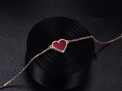 [Riva Jewelry ]HEART CARNELIAN PINK GOLD BRACELET