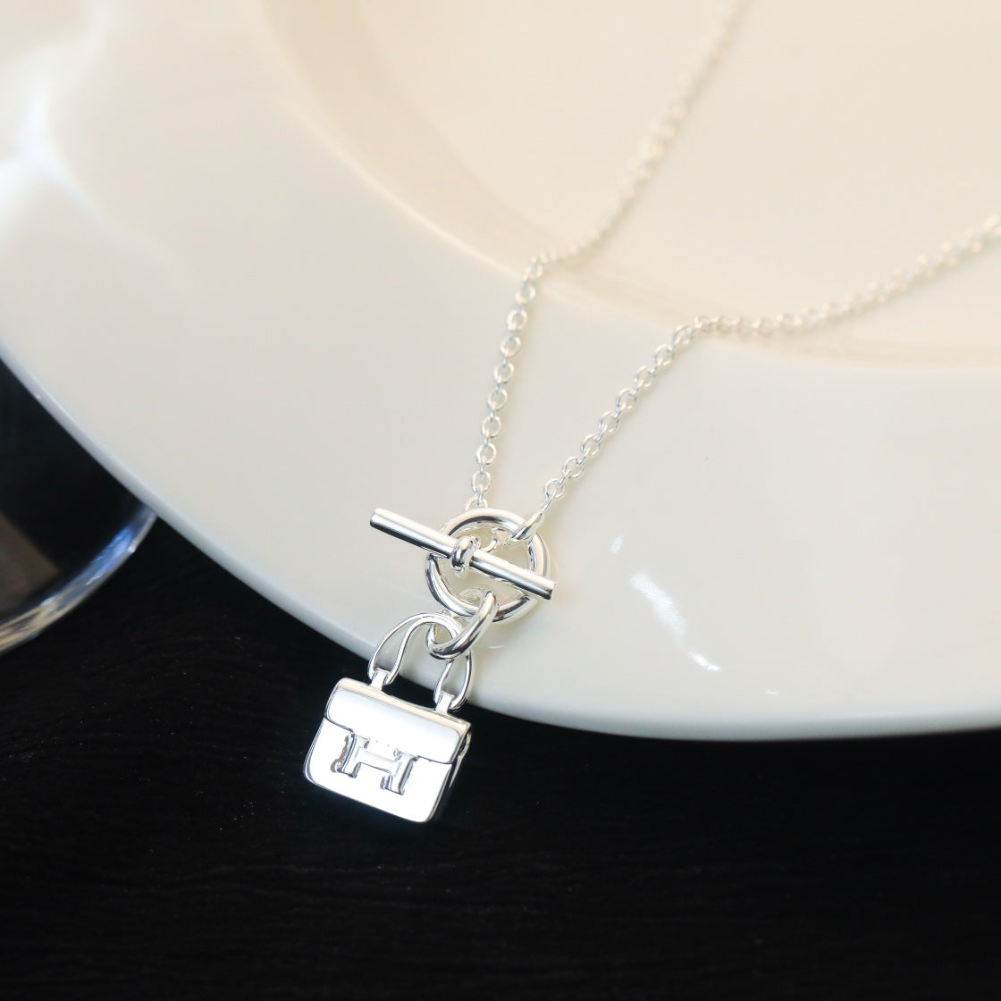 [Riva Jewelry ]POP H PEDANT SILVER NECKLACE