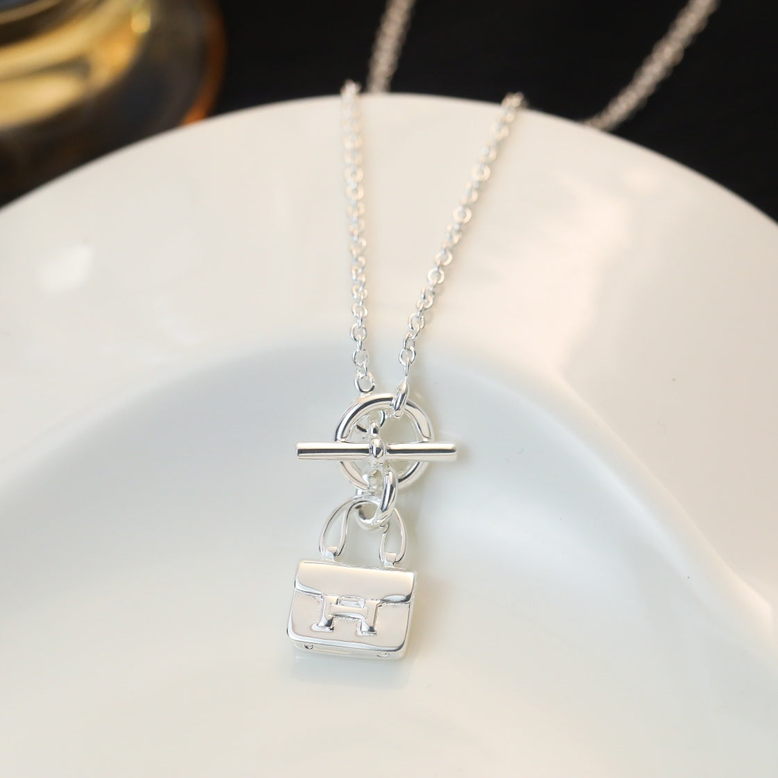 [Riva Jewelry ]POP H PEDANT SILVER NECKLACE