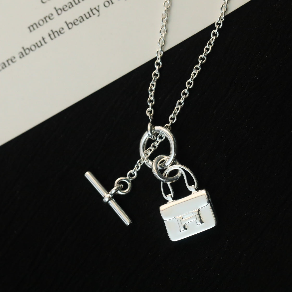 [Riva Jewelry]POP H PEDANT SILVER NECKLACE
