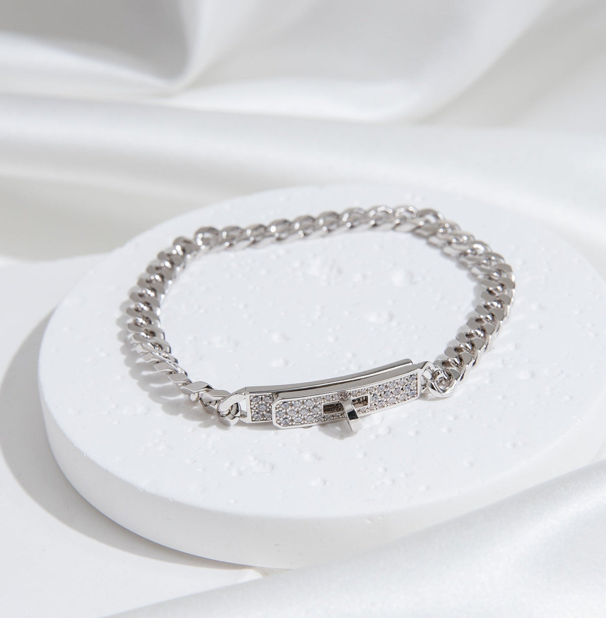 [Riva Jewelry ]KELLY CHAIN SILVER DIAMOND BRACELET