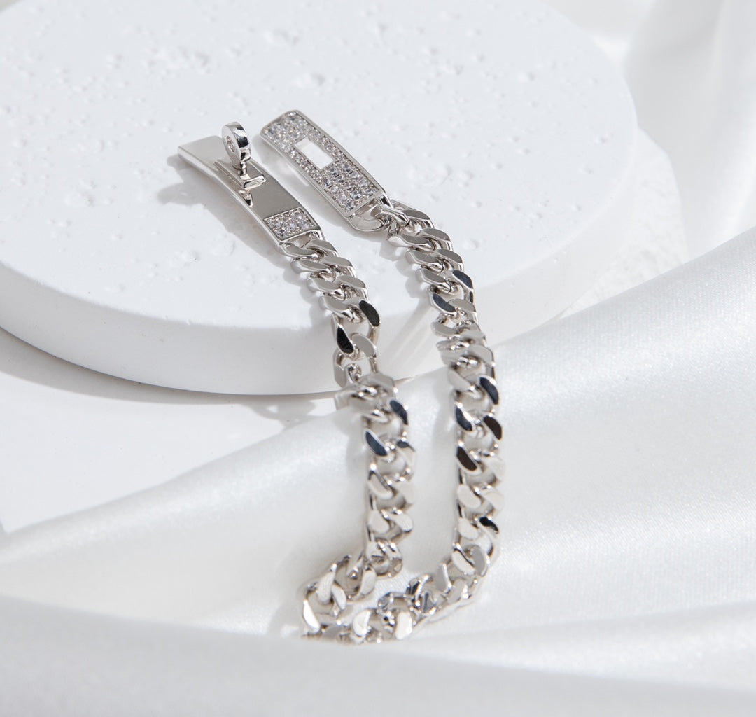[Riva Jewelry ]KELLY CHAIN SILVER DIAMOND BRACELET