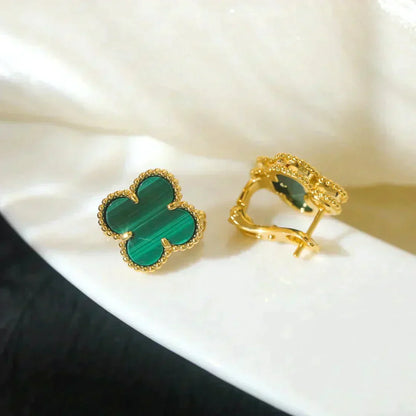 [Riva Jewelry ]CLOVER MEDIUM 1 MOTIFS MALACHITE  EARRINGS