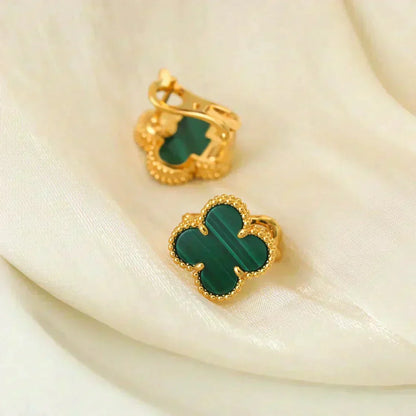 [Riva Jewelry ]CLOVER MEDIUM 1 MOTIFS MALACHITE  EARRINGS
