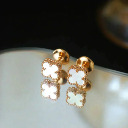 [Riva Jewelry ]CLOVER MINI 9.5MM WHITE MOP EARRINGS