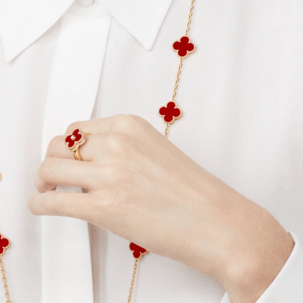 [Riva Jewelry ]CLOVER CARNELIAN RING ROSE GOLD DIAMOND
