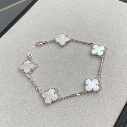 [Riva Jewelry ]CLOVER WHITE PEARL MOP 5 MOTIF BRACELET COLLECTION