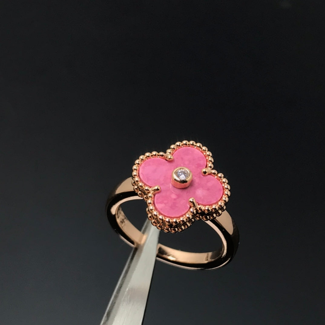 [Riva Jewelry ]CLOVER RHODONITE ROSE GOLD RING