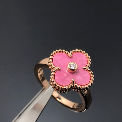 [Riva Jewelry ]CLOVER RHODONITE ROSE GOLD RING