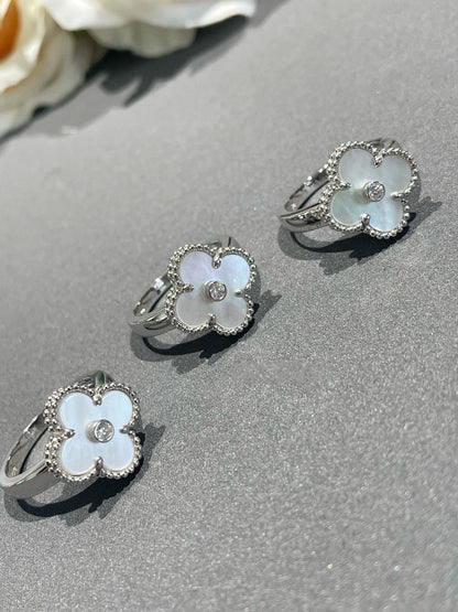 [Riva Jewelry ]CLOVER SILVER MOP DIAMOND RING