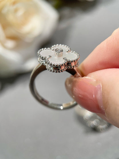 [Riva Jewelry ]CLOVER SILVER MOP DIAMOND RING