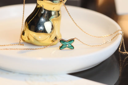 [Riva Jewelry]JEUX MALACHITE 1 DIAMOND ROSE GOLD NECKLACE
