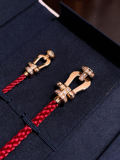 [Riva Jewelry ]FORCE 10 HALF DIAMOND PINK GOLD RED CORDERI LARGE AND MEDIUM MODEL