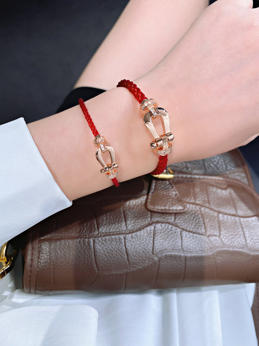 [Riva Jewelry ]FORCE 10 HALF DIAMOND PINK GOLD RED CORDERI LARGE AND MEDIUM MODEL