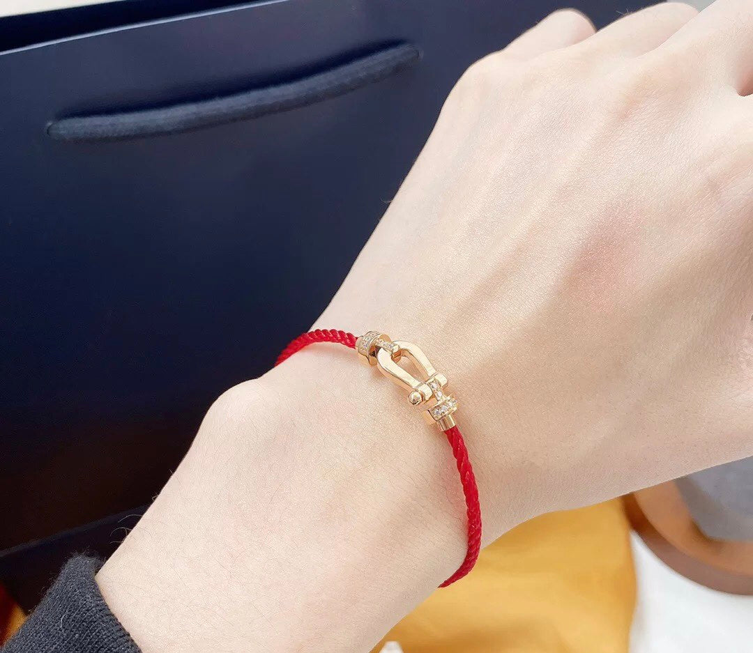 [Riva Jewelry ]FORCE 10 HALF DIAMOND PINK GOLD RED CORDERI LARGE AND MEDIUM MODEL