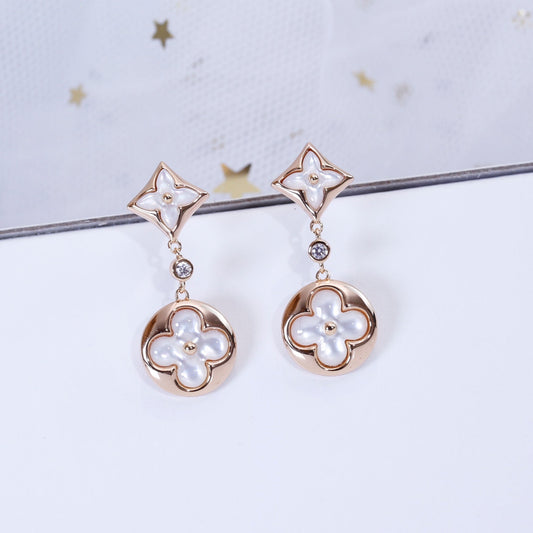 [Riva Jewelry]スター＆サン ローズゴールド MOPドロップイヤリング