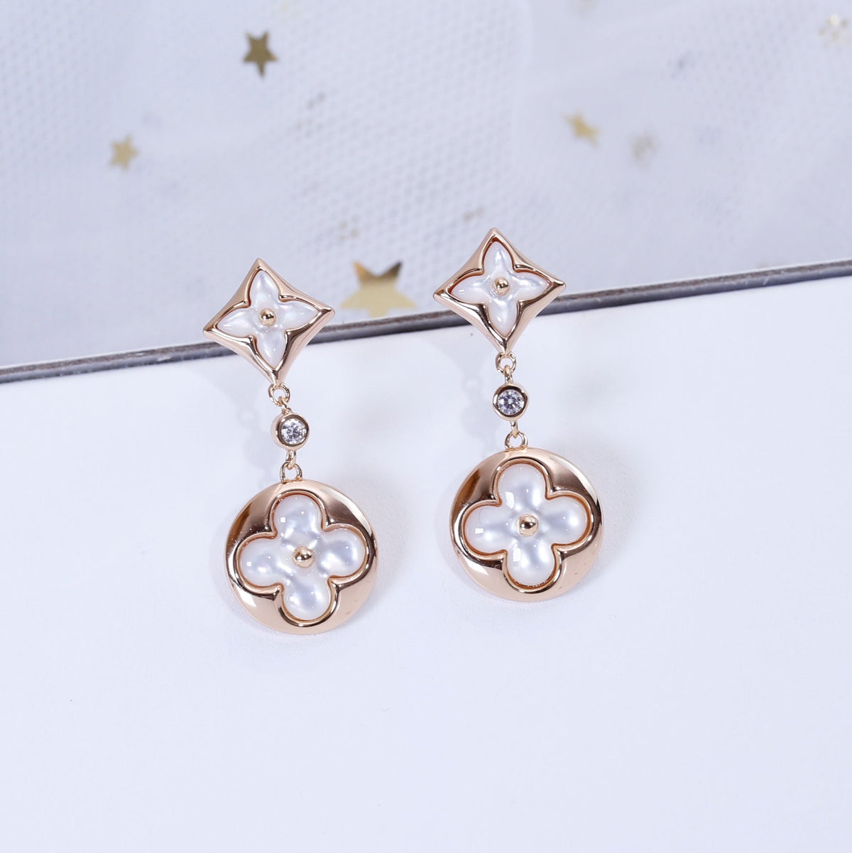 [Riva Jewelry ]STAR AND SUN PINK GOLD MOP DROP EARRINGS