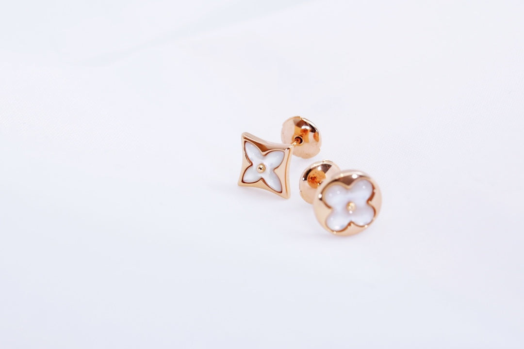 [Riva Jewelry]STAR AND SUN ROSE GOLD MOP STUD EARRINGS
