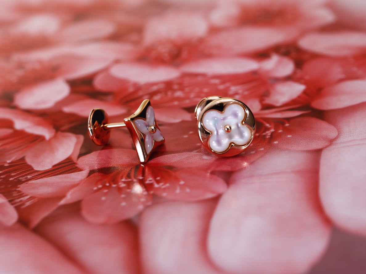 [Riva Jewelry ]STAR AND SUN PINK GOLD MOP STUD EARRINGS