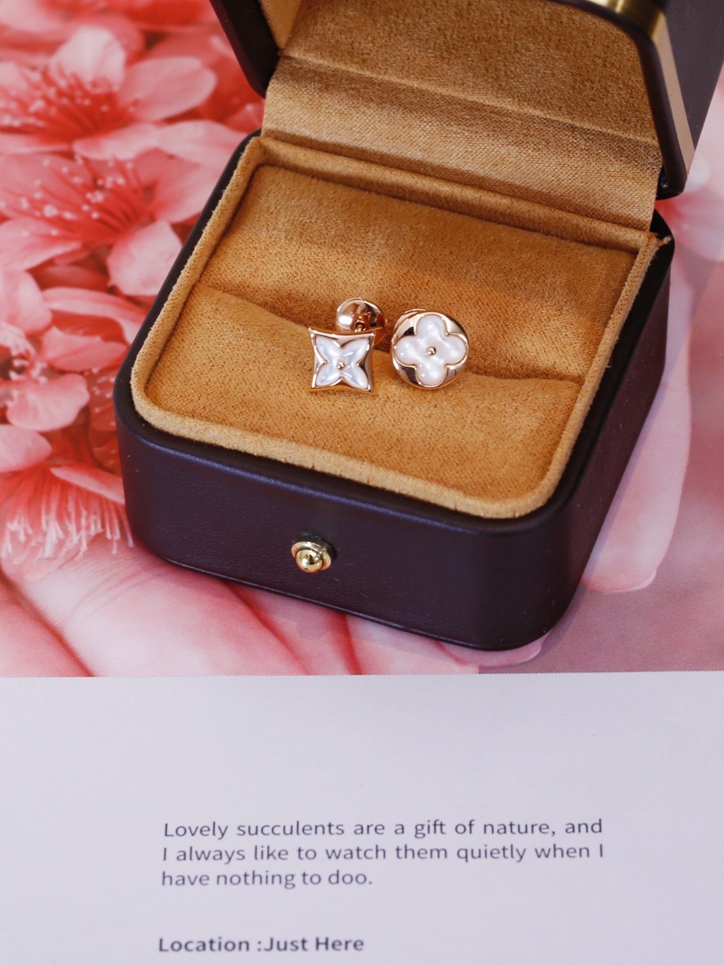 [Riva Jewelry]STAR AND SUN ROSE GOLD MOP STUD EARRINGS
