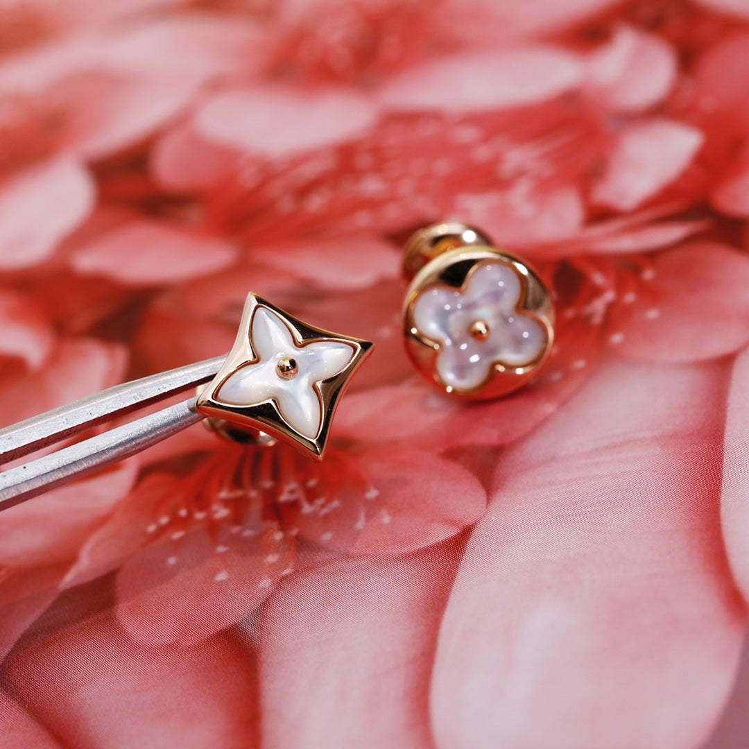 [Riva Jewelry ]STAR AND SUN PINK GOLD MOP STUD EARRINGS