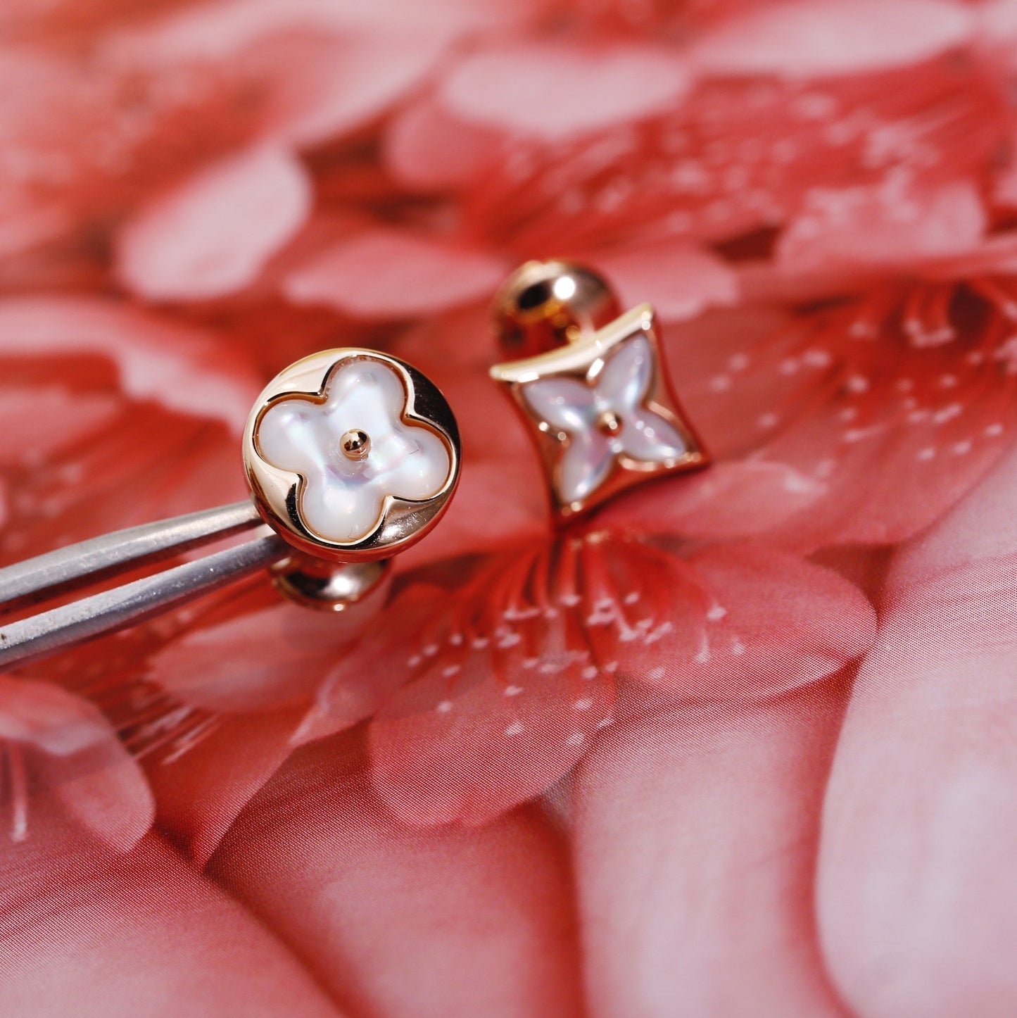 [Riva Jewelry]STAR AND SUN ROSE GOLD MOP STUD EARRINGS