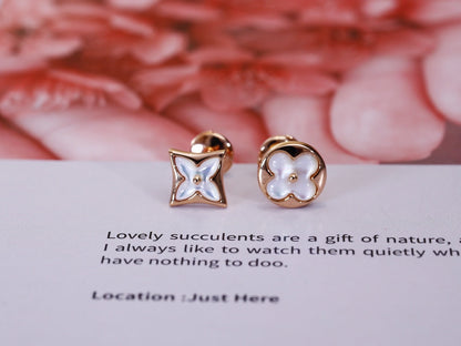 [Riva Jewelry]STAR AND SUN ROSE GOLD MOP STUD EARRINGS