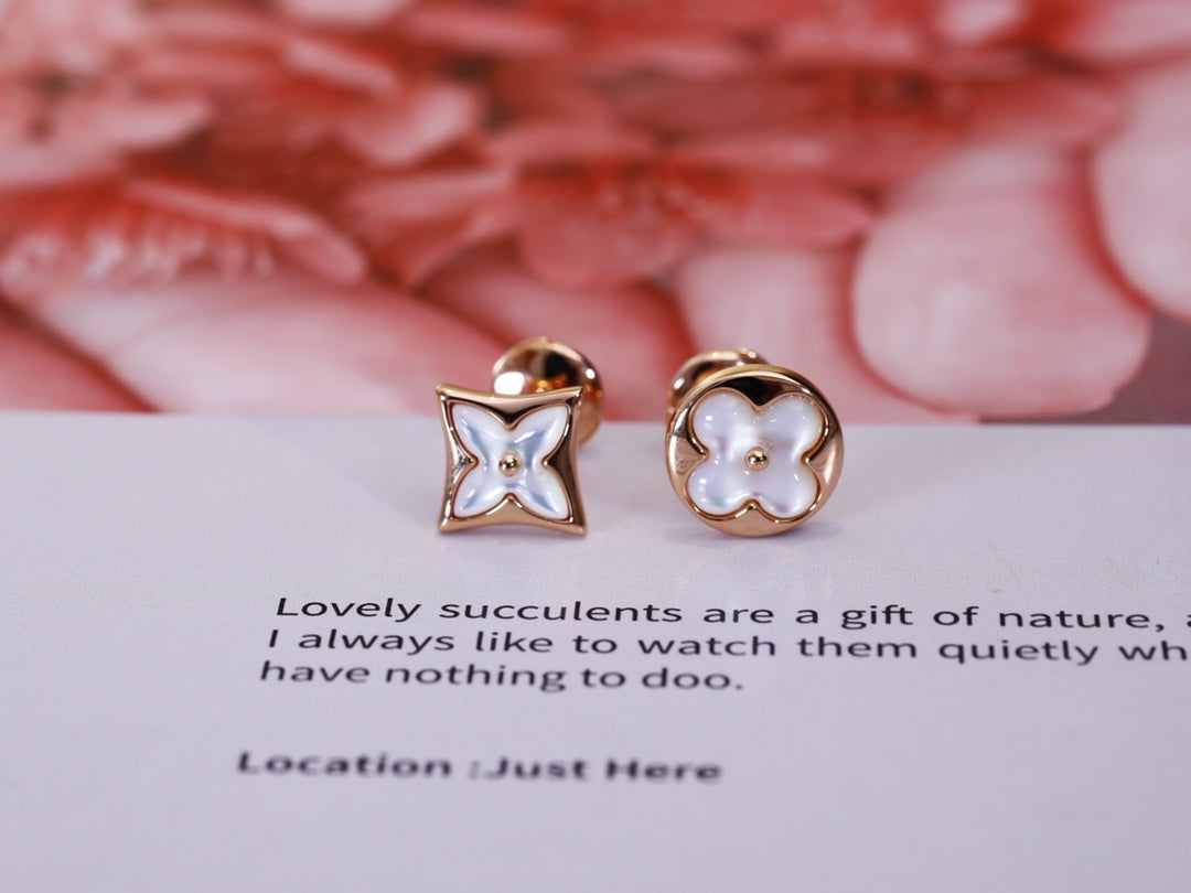 [Riva Jewelry ]STAR AND SUN PINK GOLD MOP STUD EARRINGS