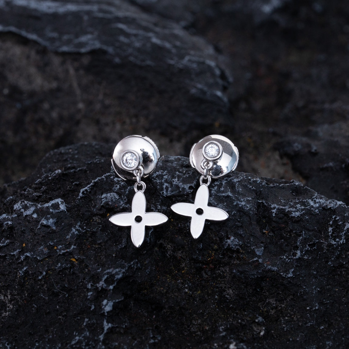 [Riva Jewelry ]VIDYLLE SILVER DIAMOND MINI DROP EARRINGS