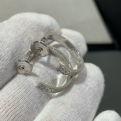 [Riva Jewelry ]LOVE DIAMOND SILVER HOOP EARRINGS