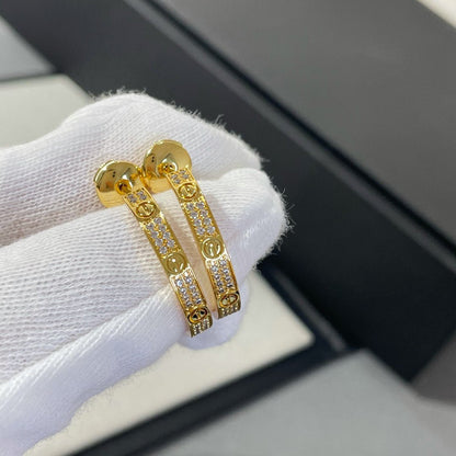 [Riva Jewelry ]LOVE DIAMOND GOLD HOOP EARRINGS