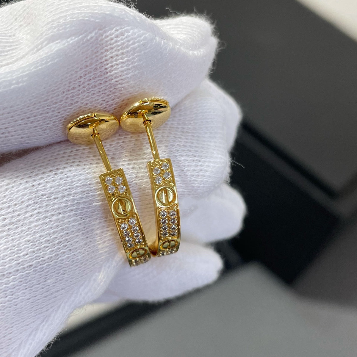 [Riva Jewelry ]LOVE DIAMOND GOLD HOOP EARRINGS
